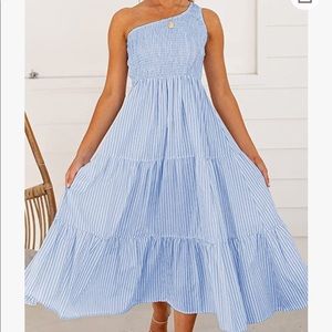 BTFBM Women One Shoulder Sleeveless Casual Summer Maxi Long Dress